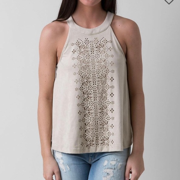 Buckle Suede Halter Top - Picture 1 of 13